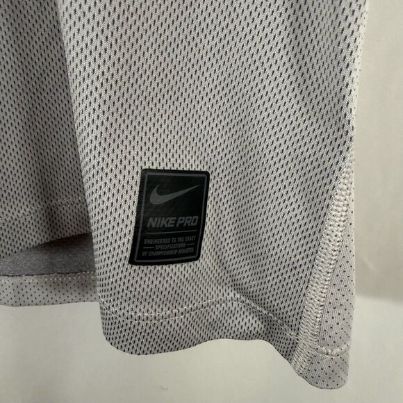 Nike Pro Dri Fit Shirt Men's Large Grey Short Sleeve Swoosh Print Crew Neck - Picture 3 of 9